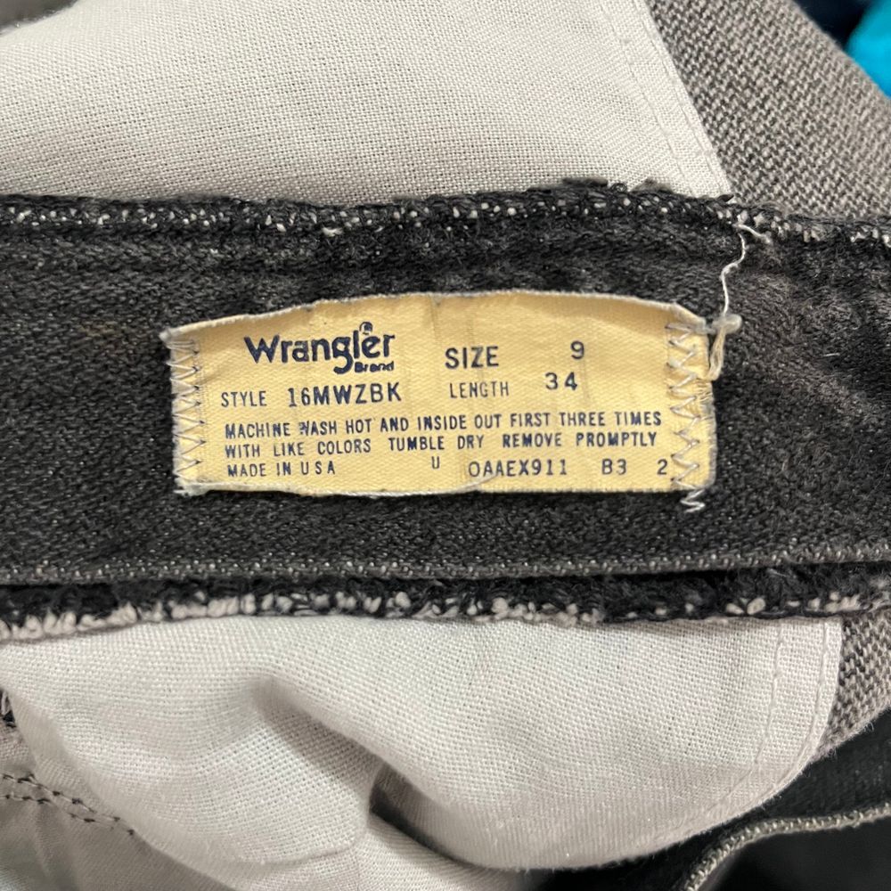 Vintage Y2K 90s Wrangler Black Denim High Rise‎ Jeans Size 9X34 Straight Leg USA - Picture 4 of 4